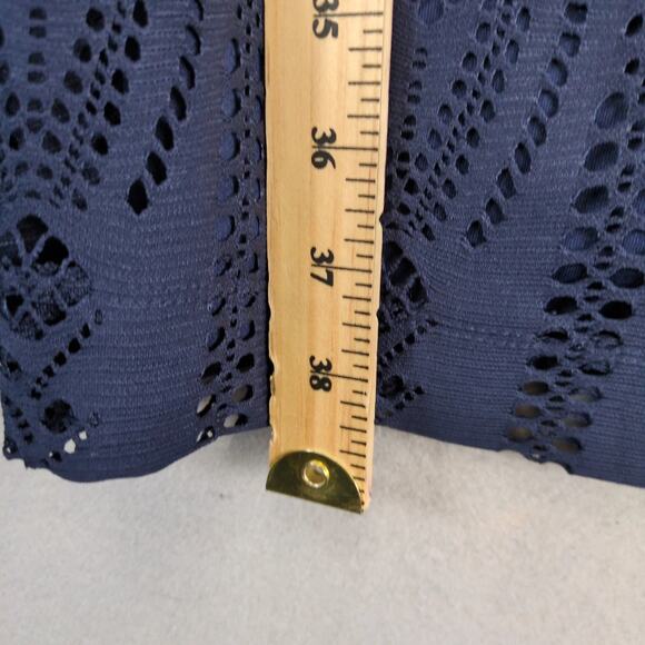 Roz & Ali Navy Cut-Out Lace Overlay Shift Dress Sz 14 Woman Rhinestone Neckline - Picture 5 of 10